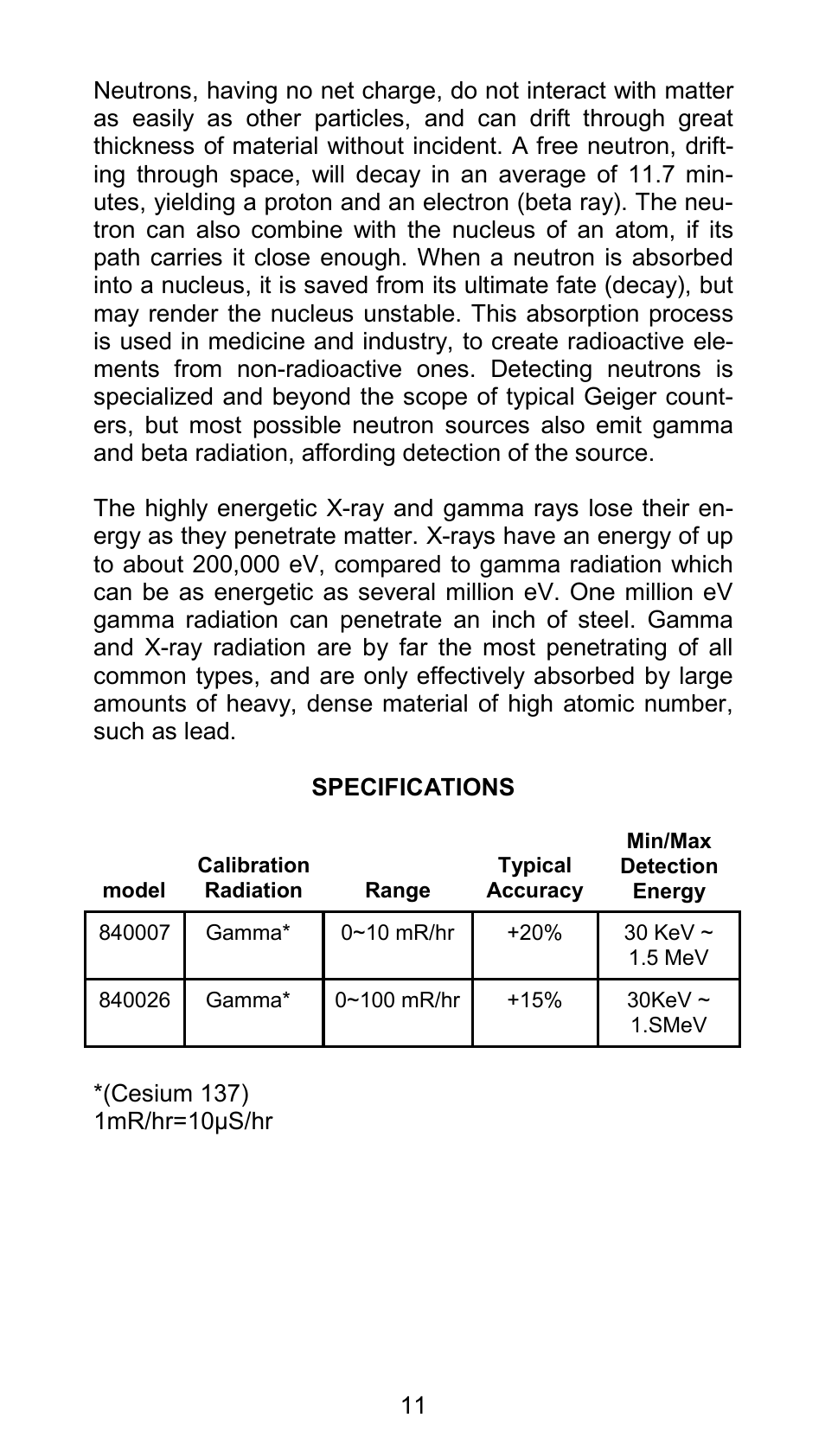 Sper Scientific 840026 Radiation Detection Meter User Manual | Page 11 / 12