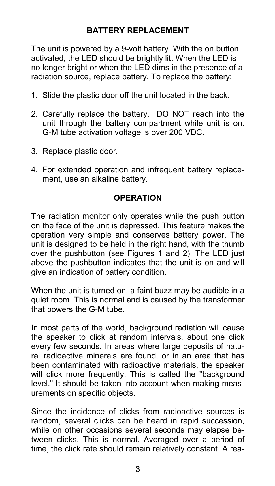 Sper Scientific 840026 Radiation Detection Meter User Manual | Page 3 / 12