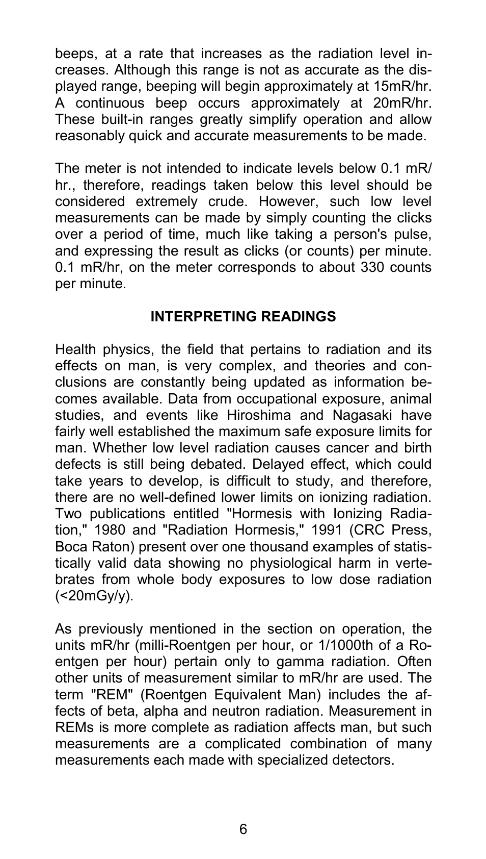 Sper Scientific 840026 Radiation Detection Meter User Manual | Page 6 / 12