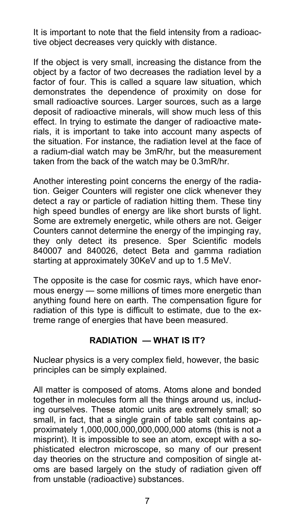 Sper Scientific 840026 Radiation Detection Meter User Manual | Page 7 / 12