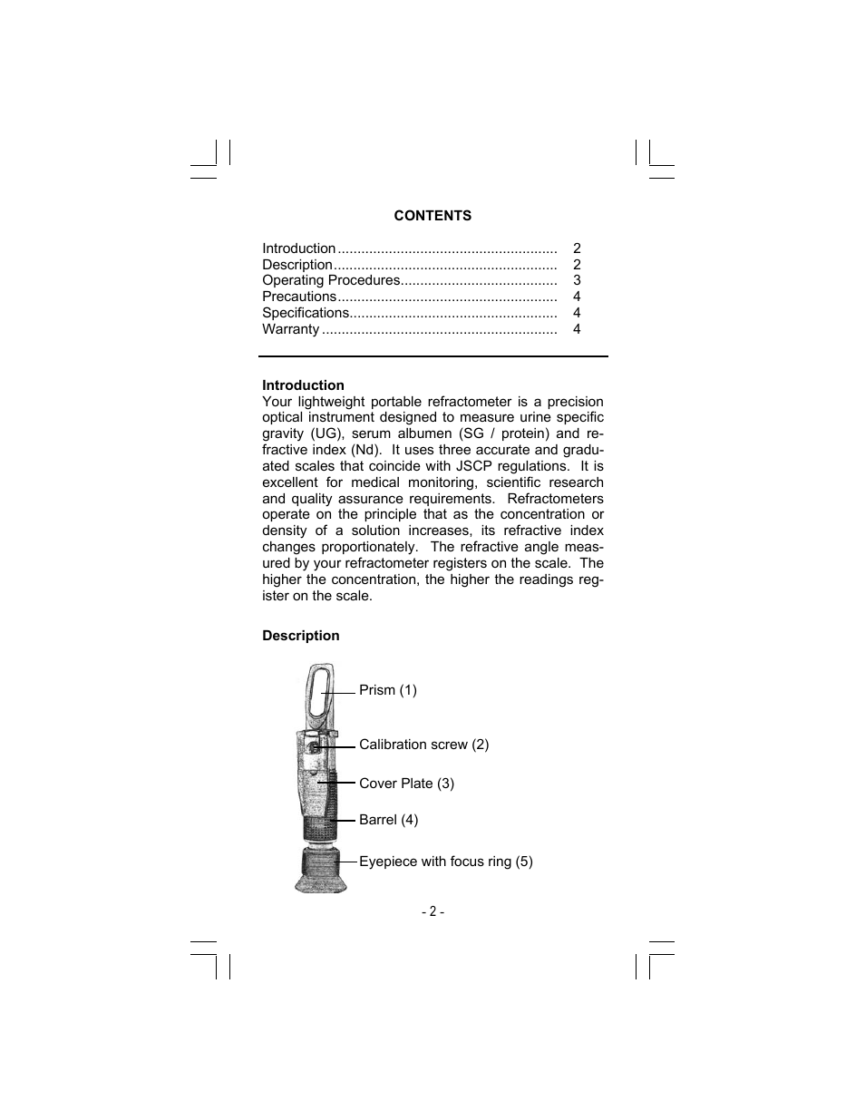 Sper Scientific 300005 Refractometer - Clinical User Manual | Page 2 / 4