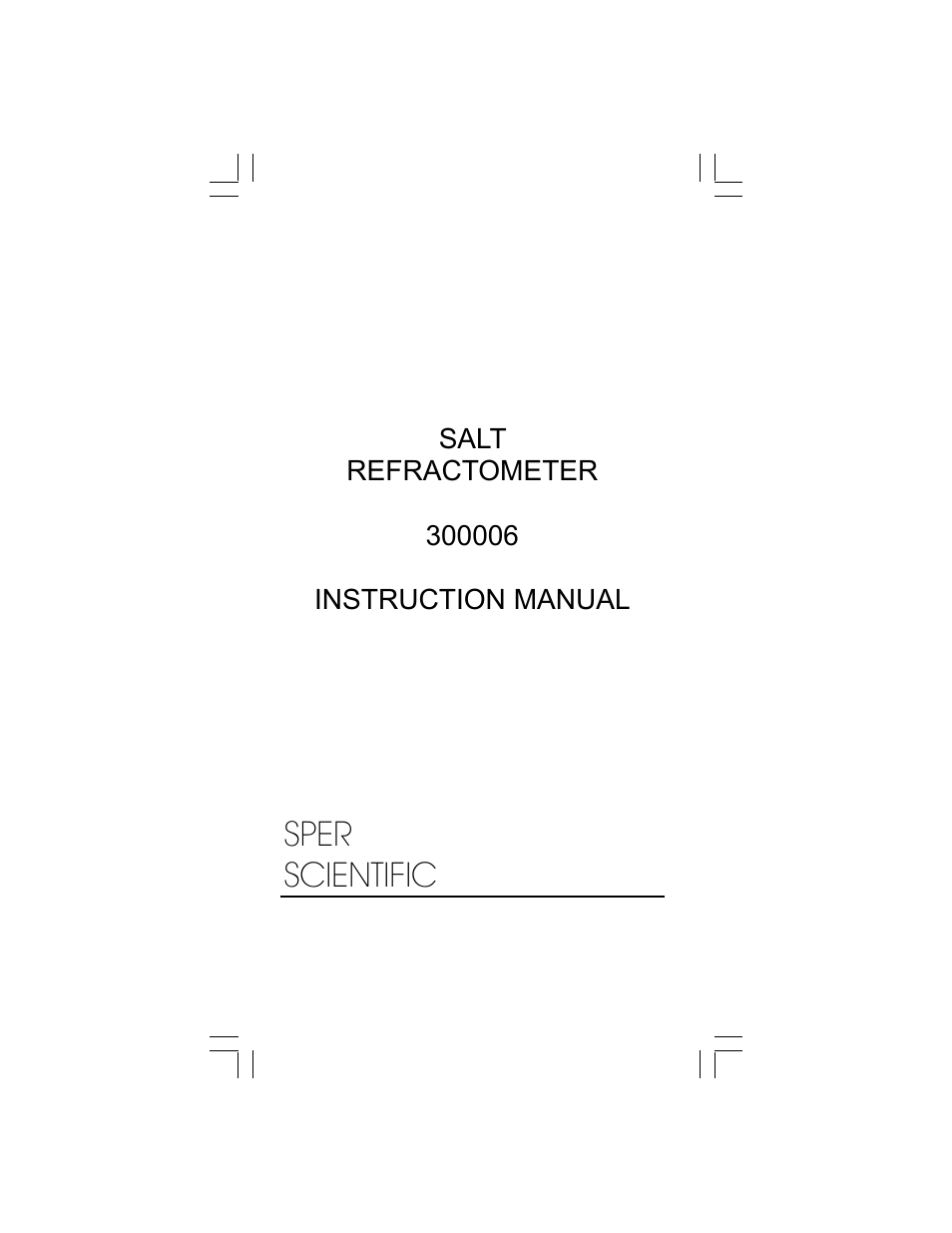 Sper Scientific 300006 Refractometer - Salt User Manual | 4 pages