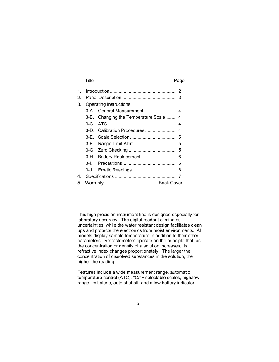 Sper Scientific 300036 Lab Digital Refractometer - Clinical User Manual | Page 2 / 8