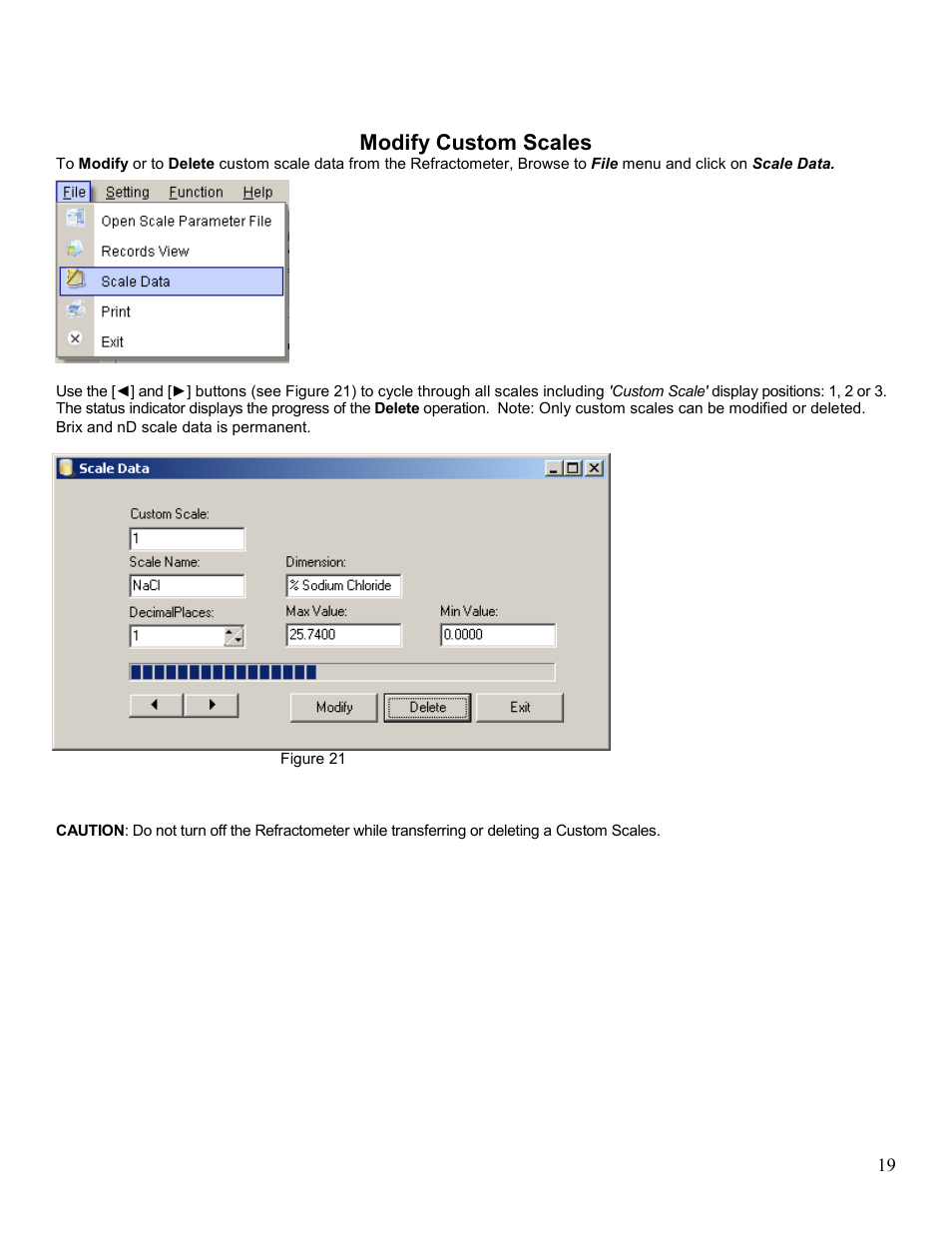 Modify custom scales | Sper Scientific 300038 Software for 300037 Refractometer User Manual | Page 19 / 19