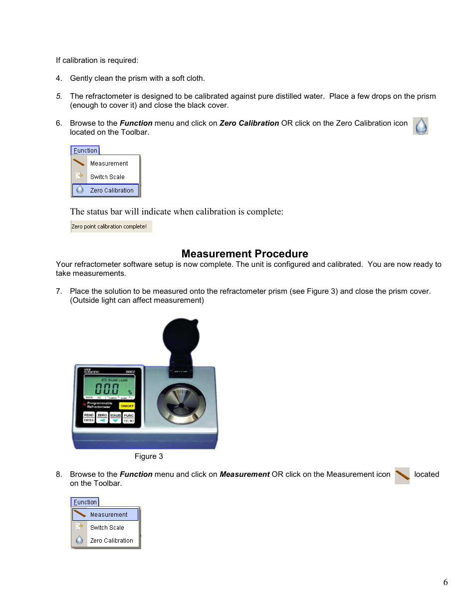 Measurement procedure | Sper Scientific 300038 Software for 300037 Refractometer User Manual | Page 6 / 19
