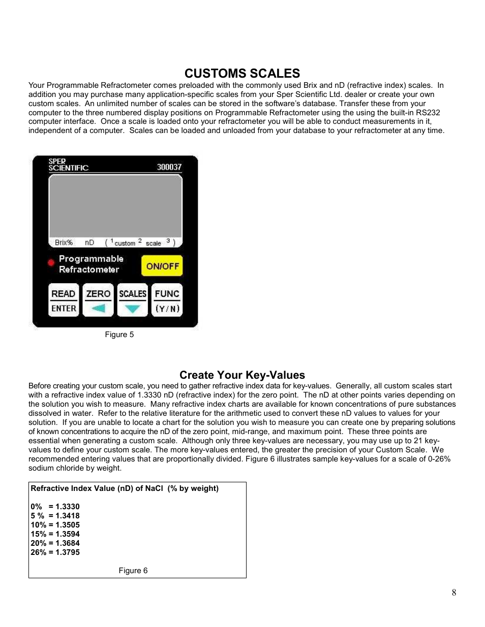 Customs scales, Create your key-values | Sper Scientific 300038 Software for 300037 Refractometer User Manual | Page 8 / 19