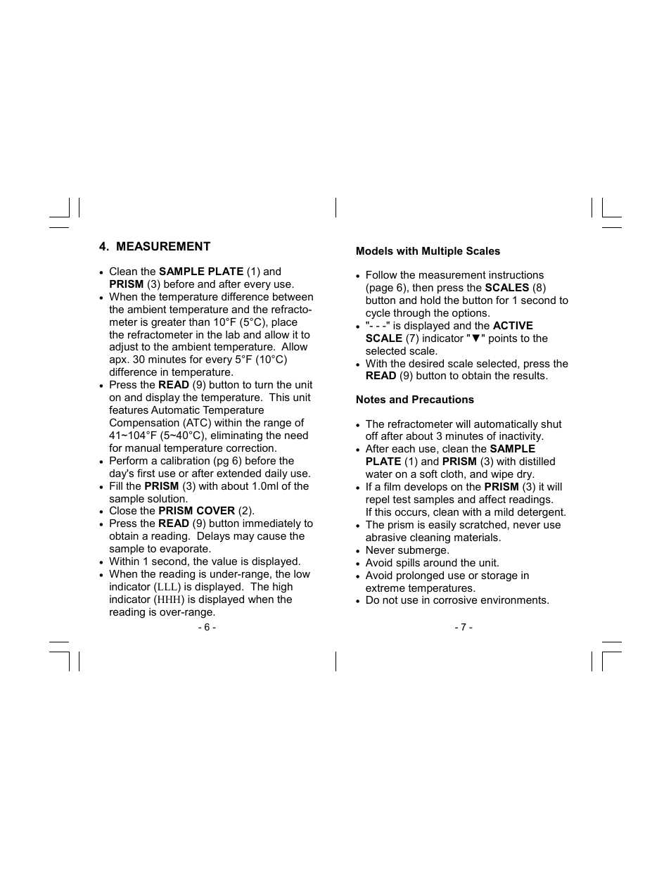 Sper Scientific 300056 Digital Refractometer Custom 1 Scale User Manual | Page 6 / 6