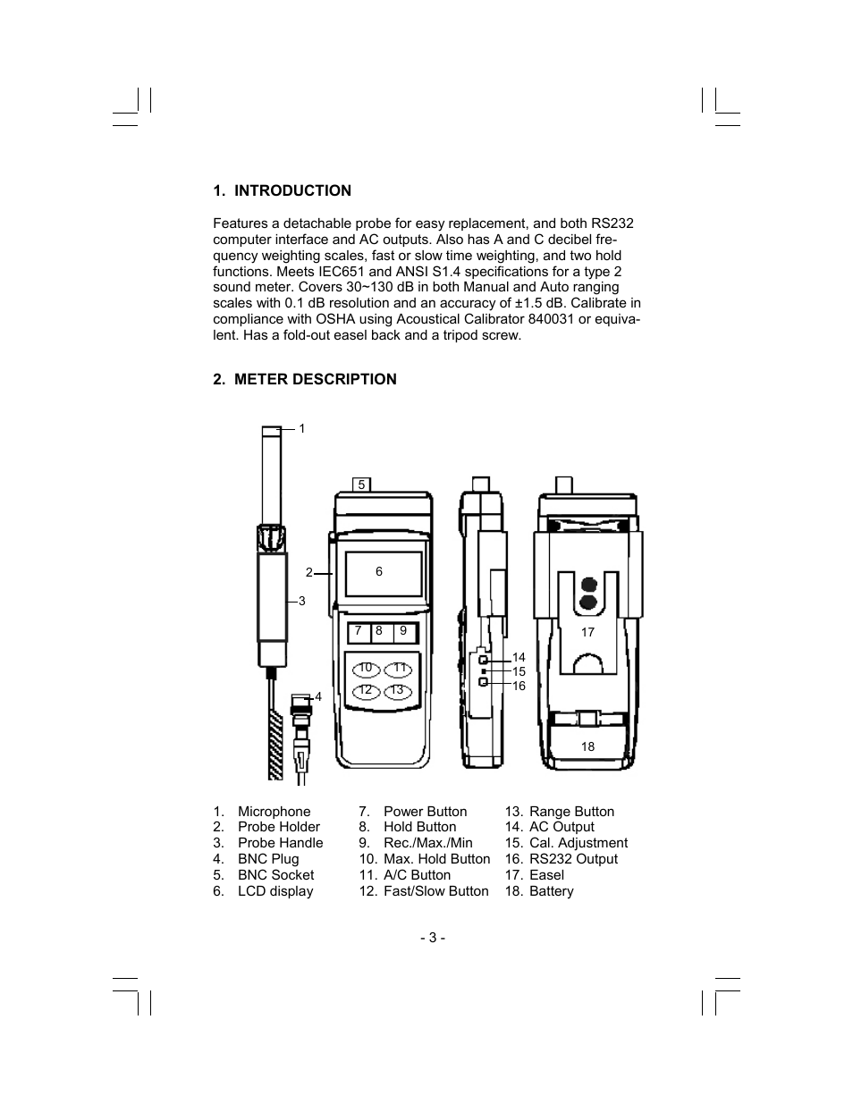 Sper Scientific 840012 Sound Meter with Detachable Probe User Manual | Page 3 / 8