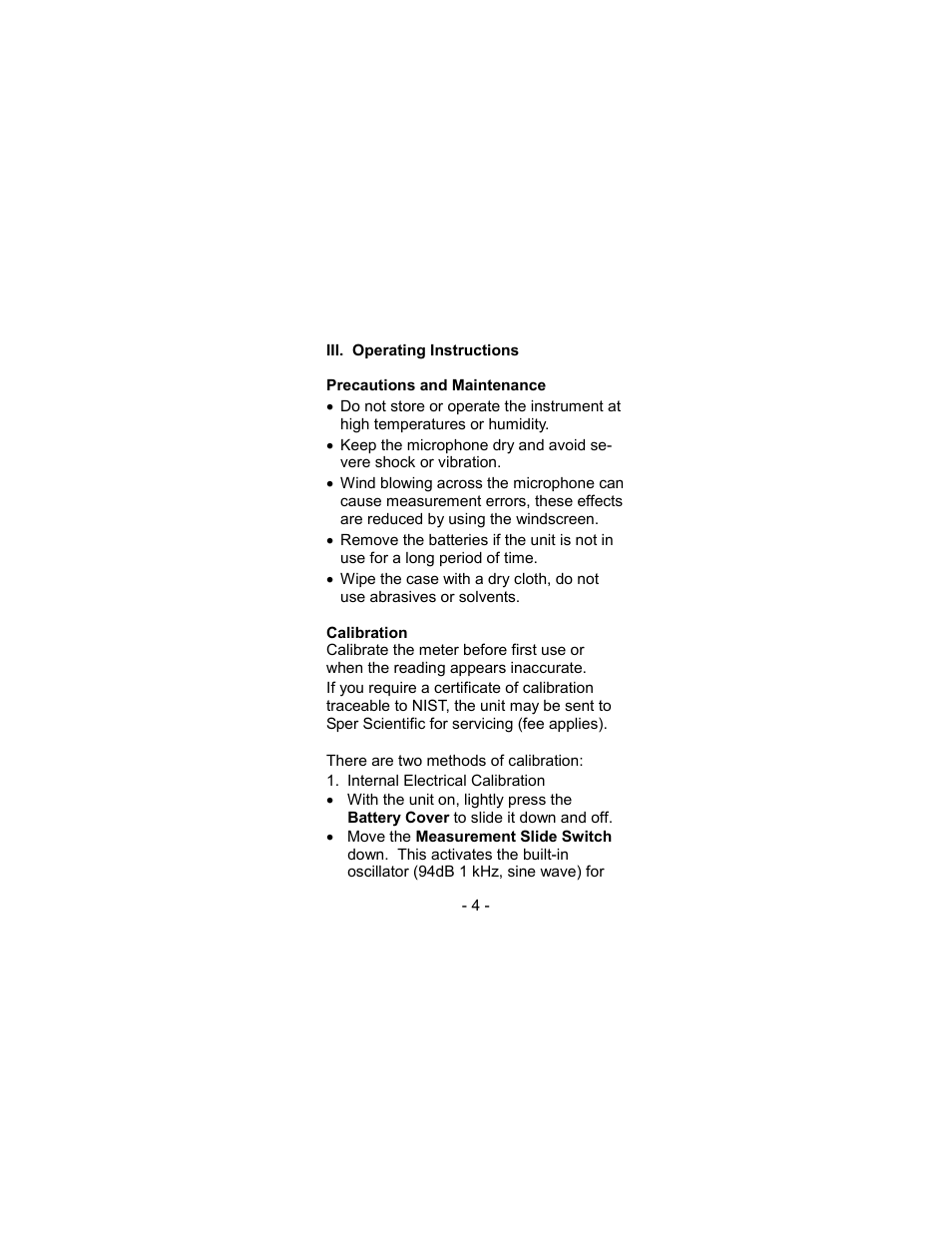 Sper Scientific 840018 Sound Level Meter Pen User Manual | Page 4 / 8
