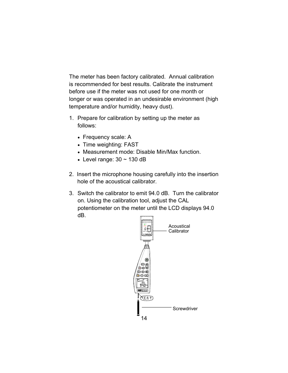 Calibration | Sper Scientific 850013 Advanced Datalogging Sound Meter User Manual | Page 14 / 32