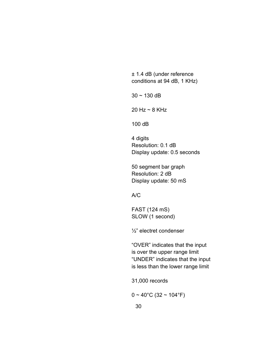 Sper Scientific 850013 Advanced Datalogging Sound Meter User Manual | Page 30 / 32
