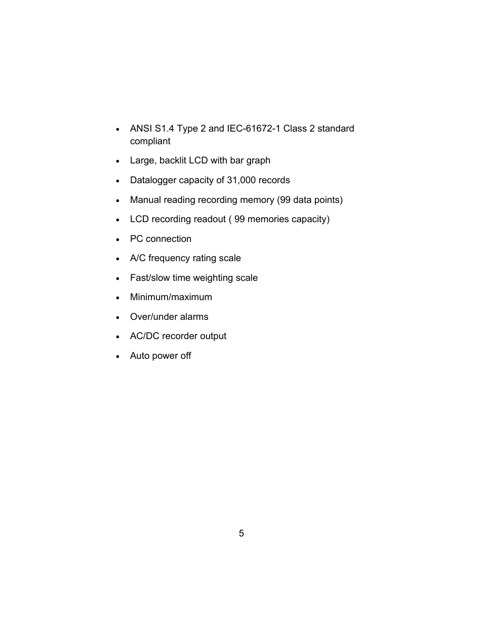Features | Sper Scientific 850013 Advanced Datalogging Sound Meter User Manual | Page 5 / 32