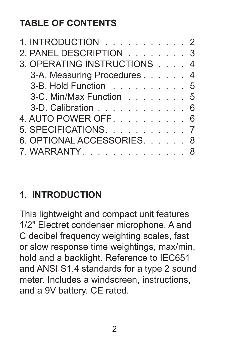 Sper Scientific 850014 Sound Level Meter - Mini User Manual | Page 2 / 8