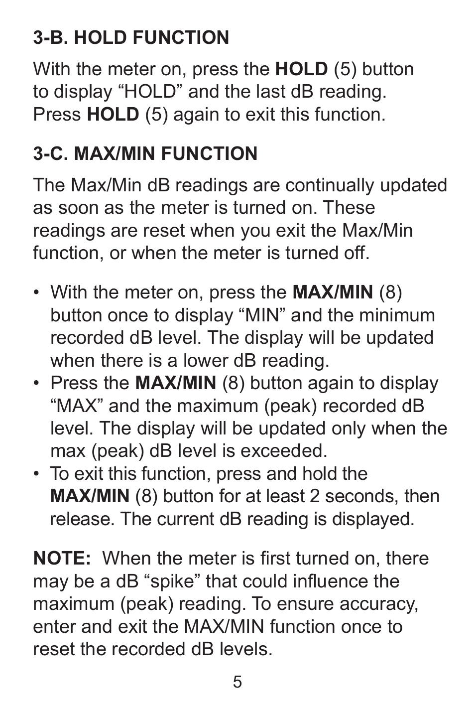 Sper Scientific 850014 Sound Level Meter - Mini User Manual | Page 5 / 8