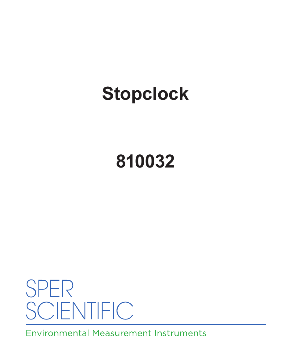 Sper Scientific 810032 Stopclock User Manual | 4 pages