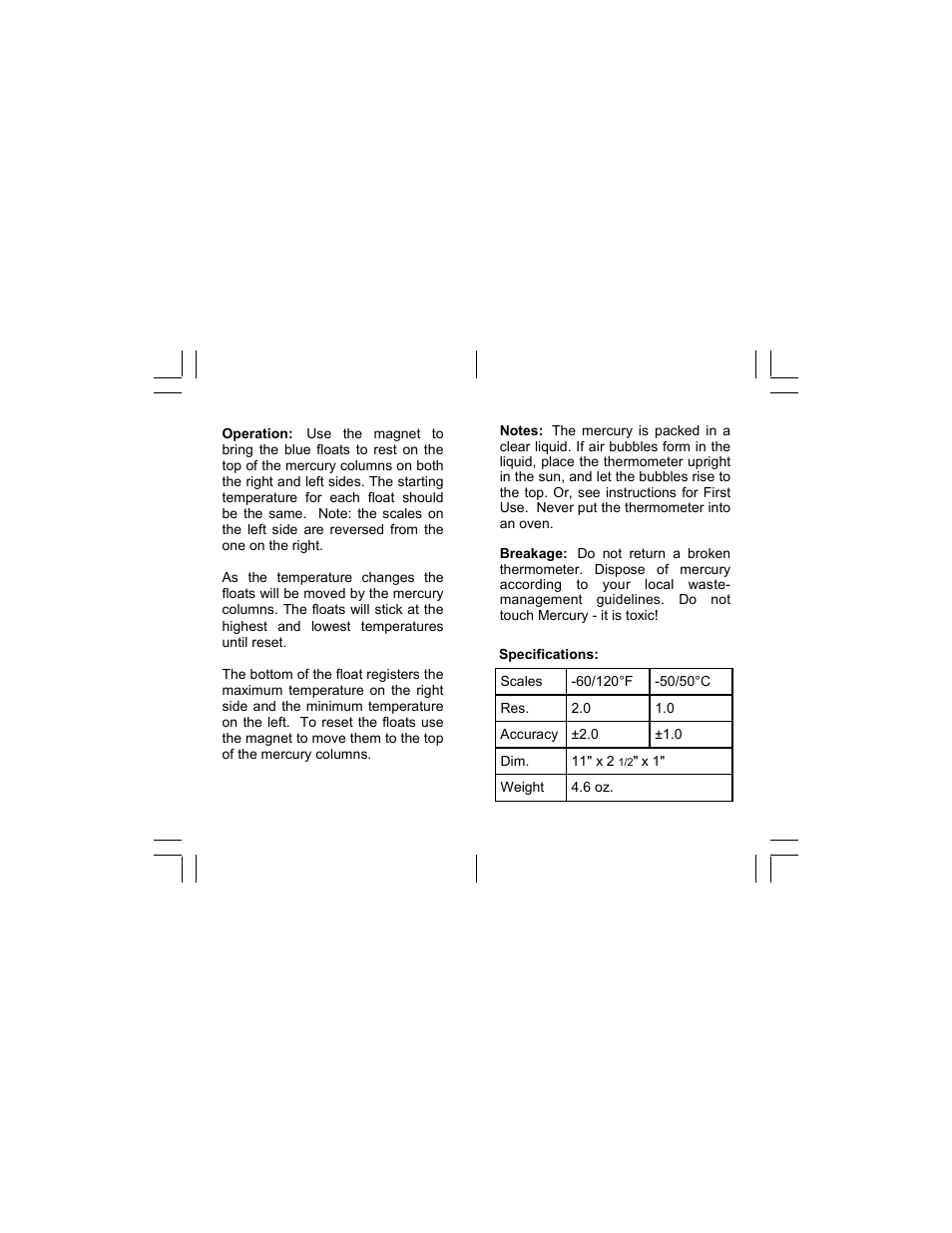 Sper Scientific 736680 Min-Max Thermometer With Magnet User Manual | Page 2 / 2