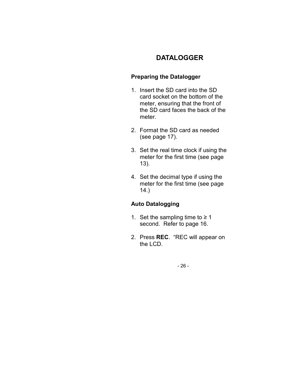 Sper Scientific 800021 RH/Temp SD Card Logger User Manual | Page 26 / 44