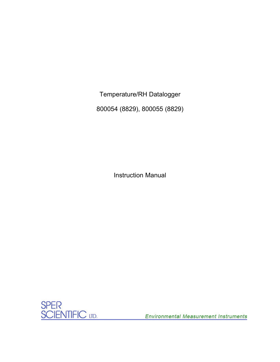Sper Scientific 800054 Temperature RH Datalogger Set User Manual | 4 pages
