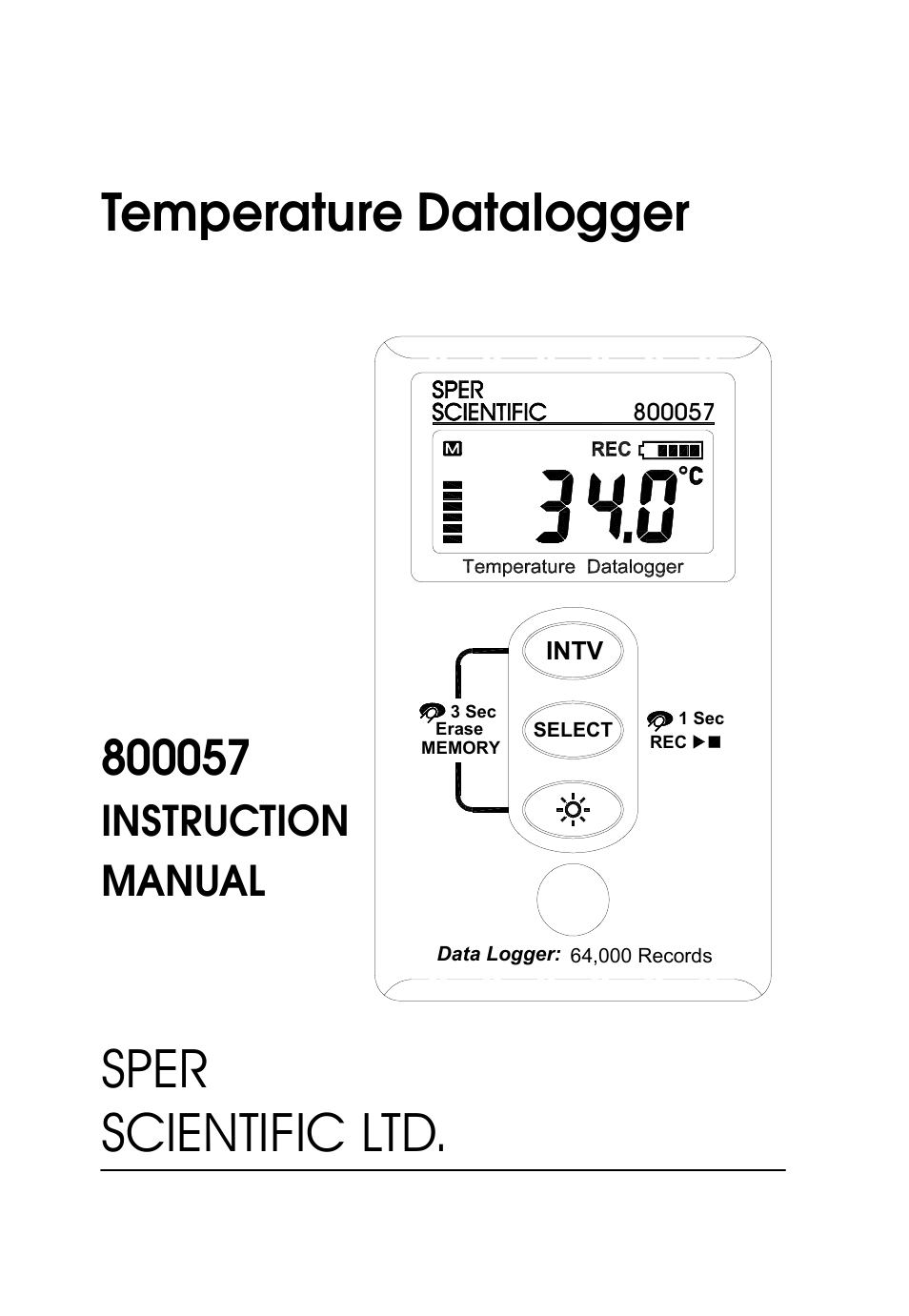 Sper Scientific 800057 Additional Sensor for Temperature Datalogger Set User Manual | 18 pages