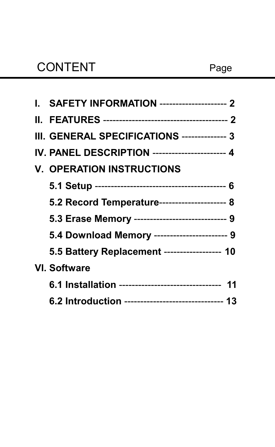 Content | Sper Scientific 800057 Additional Sensor for Temperature Datalogger Set User Manual | Page 2 / 18