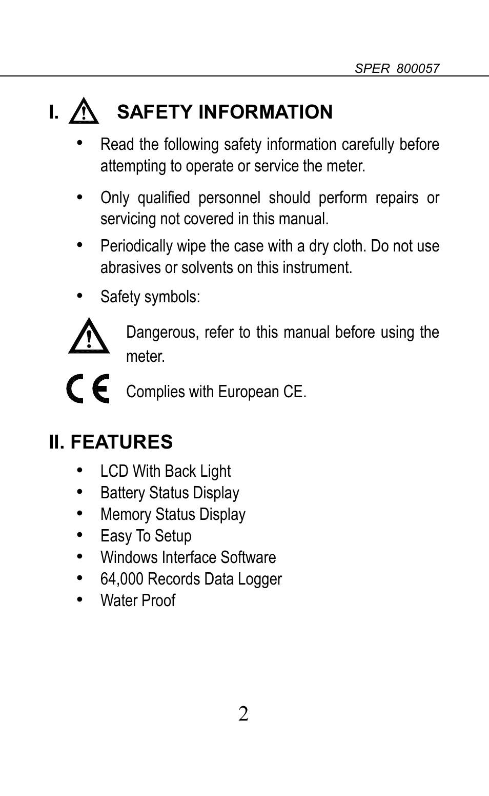 Sper Scientific 800057 Additional Sensor for Temperature Datalogger Set User Manual | Page 3 / 18