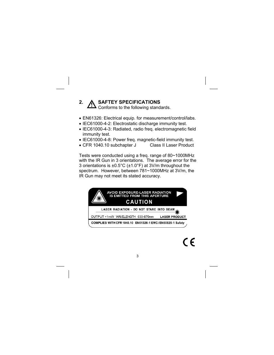 Sper Scientific 800102 Infrared IR Thermometer 8:1 User Manual | Page 3 / 8