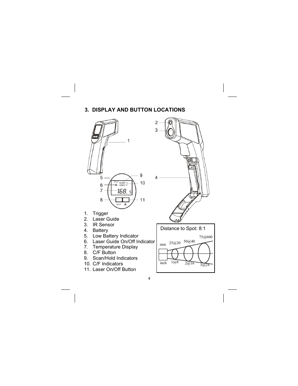 Sper Scientific 800102 Infrared IR Thermometer 8:1 User Manual | Page 4 / 8