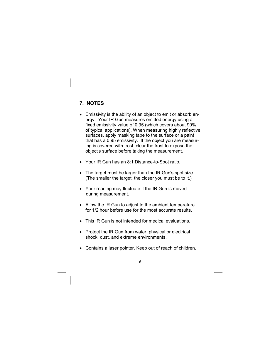 Sper Scientific 800102 Infrared IR Thermometer 8:1 User Manual | Page 6 / 8