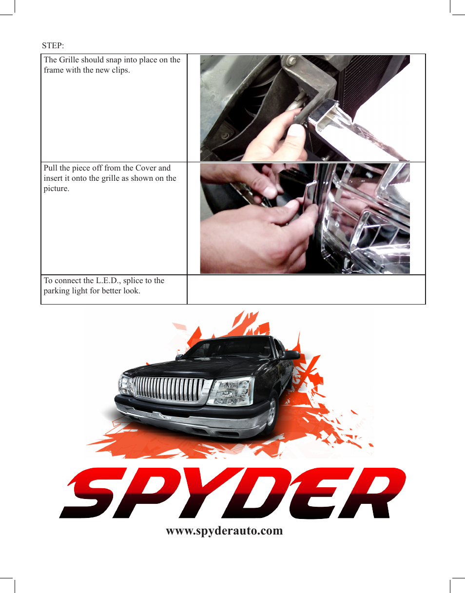 Spyder Auto Chevy Silverado 03-06 Headlight Grille User Manual | Page 3 / 3