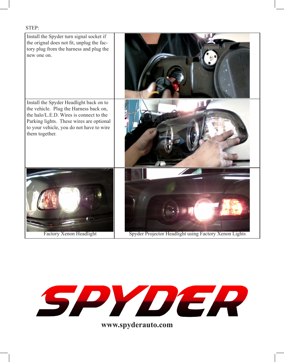 Spyder Auto PRO-YD-BMWE38 99-01 HID TYPE 7 Series User Manual | Page 3 / 3