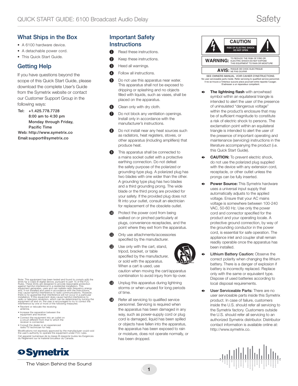 Symetrix 6100 Broadcast Audio Delay User Manual | 4 pages