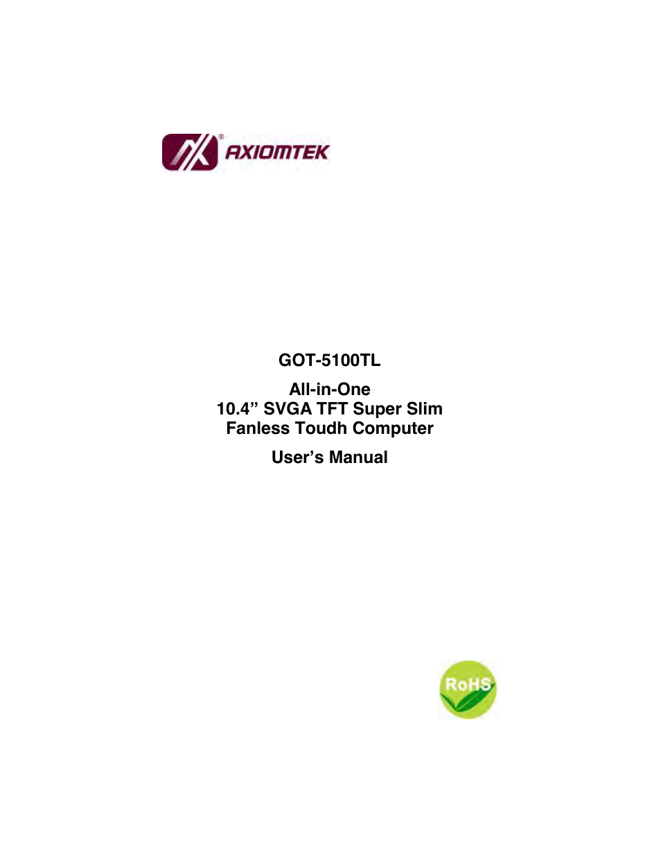 Symetrix AXIOMTEK 10.4 Touch Panel PC User Manual | 65 pages