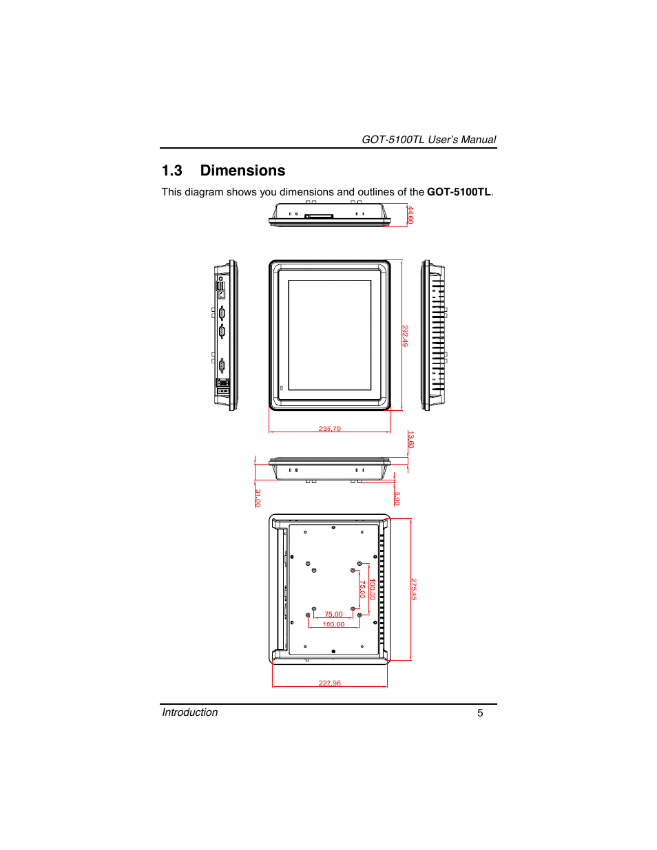 3 dimensions | Symetrix AXIOMTEK 10.4 Touch Panel PC User Manual | Page 13 / 65