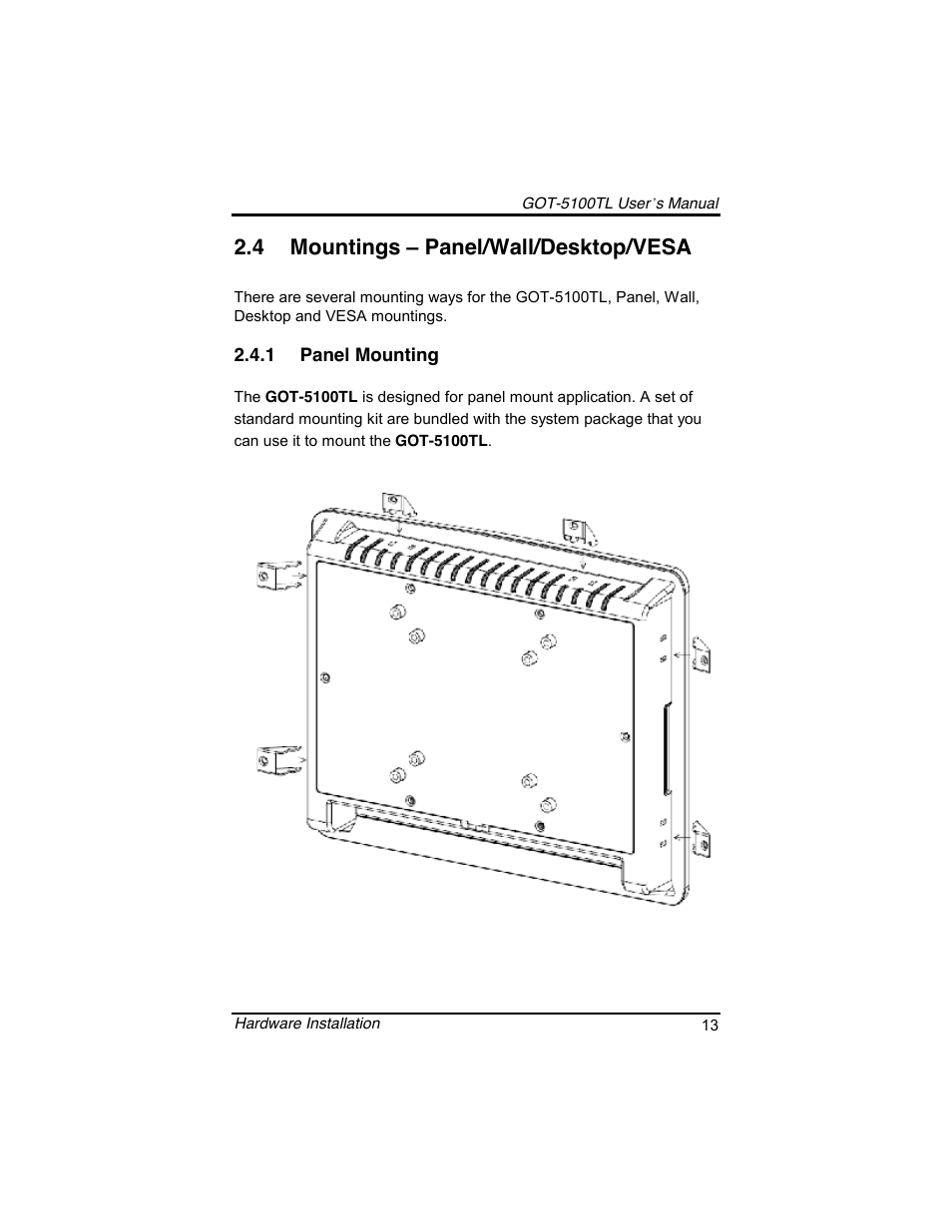 4 mountings – panel/wall/desktop/vesa | Symetrix AXIOMTEK 10.4 Touch Panel PC User Manual | Page 21 / 65