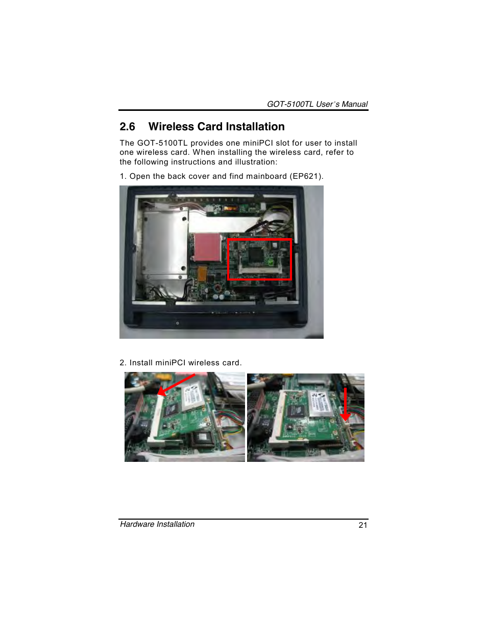 6 wireless card installation | Symetrix AXIOMTEK 10.4 Touch Panel PC User Manual | Page 29 / 65