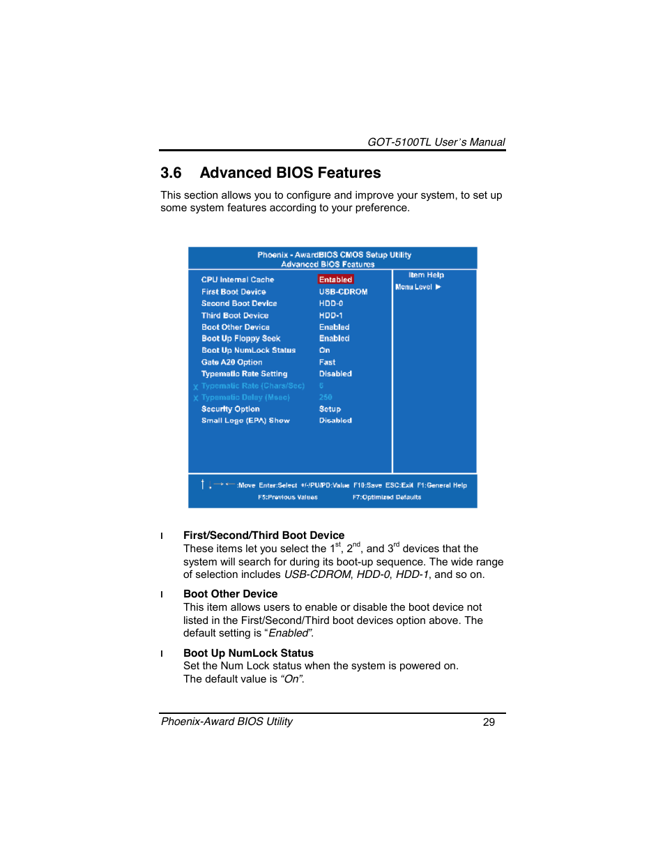 6 advanced bios features | Symetrix AXIOMTEK 10.4 Touch Panel PC User Manual | Page 37 / 65