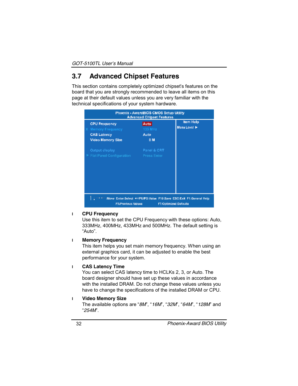 7 advanced chipset features | Symetrix AXIOMTEK 10.4 Touch Panel PC User Manual | Page 40 / 65