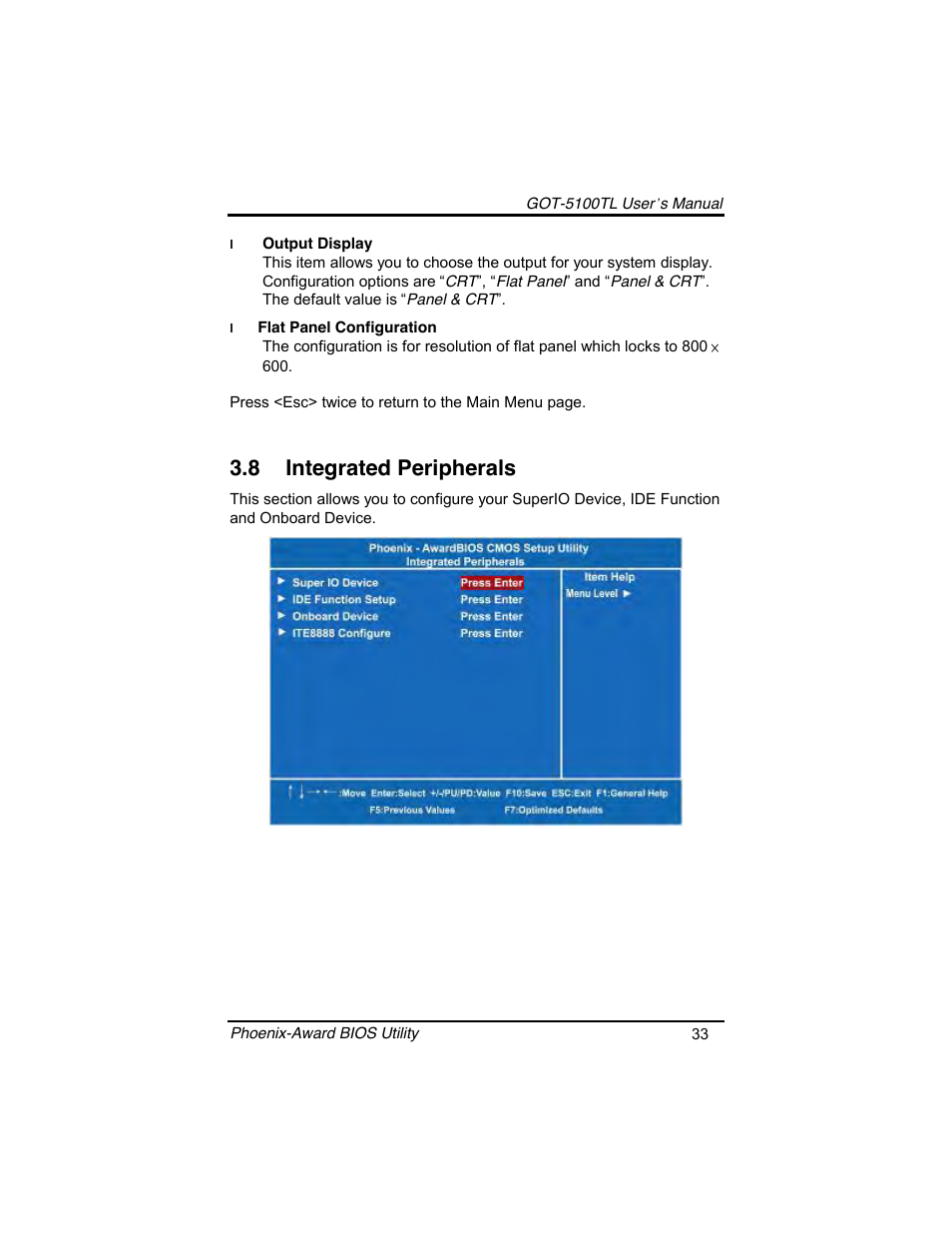 8 integrated peripherals | Symetrix AXIOMTEK 10.4 Touch Panel PC User Manual | Page 41 / 65