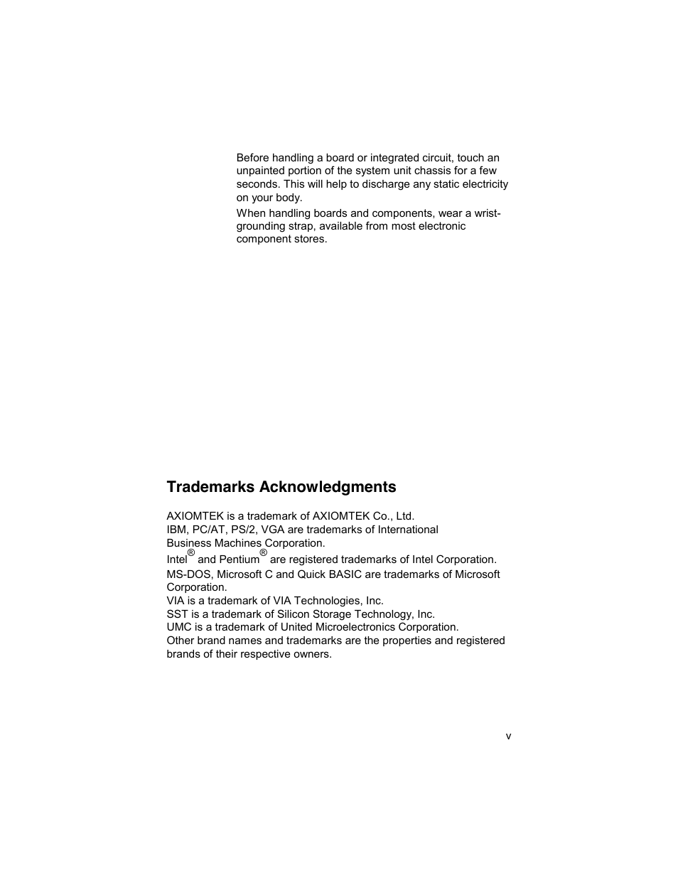 Trademarks acknowledgments | Symetrix AXIOMTEK 10.4 Touch Panel PC User Manual | Page 5 / 65