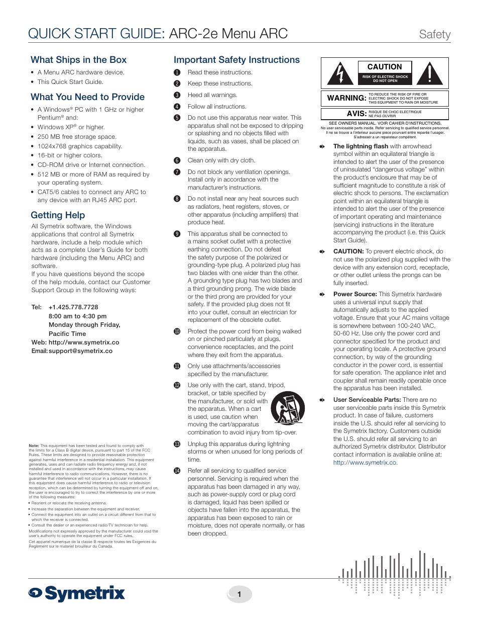 Symetrix Menu ARC User Manual | 4 pages