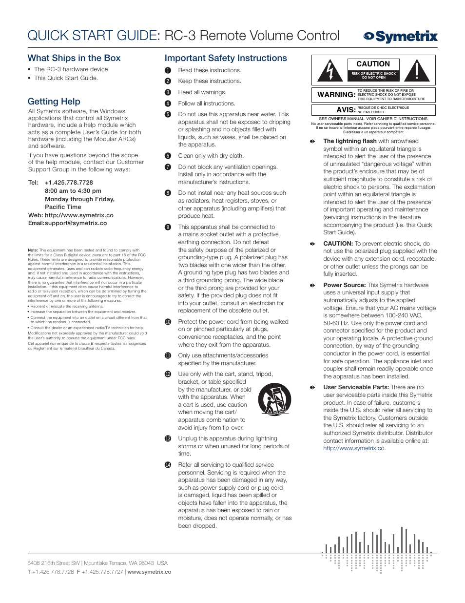 Symetrix RC-3 User Manual | 4 pages