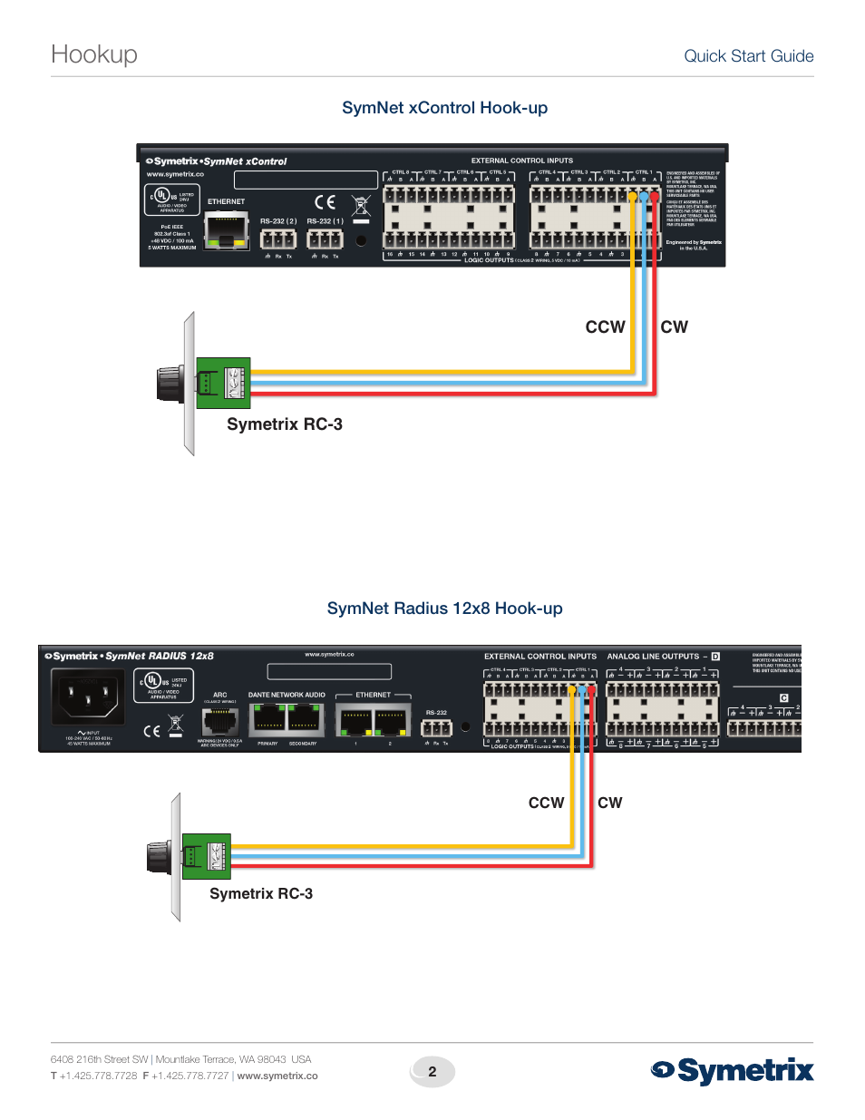 Hookup | Symetrix RC-3 User Manual | Page 2 / 4