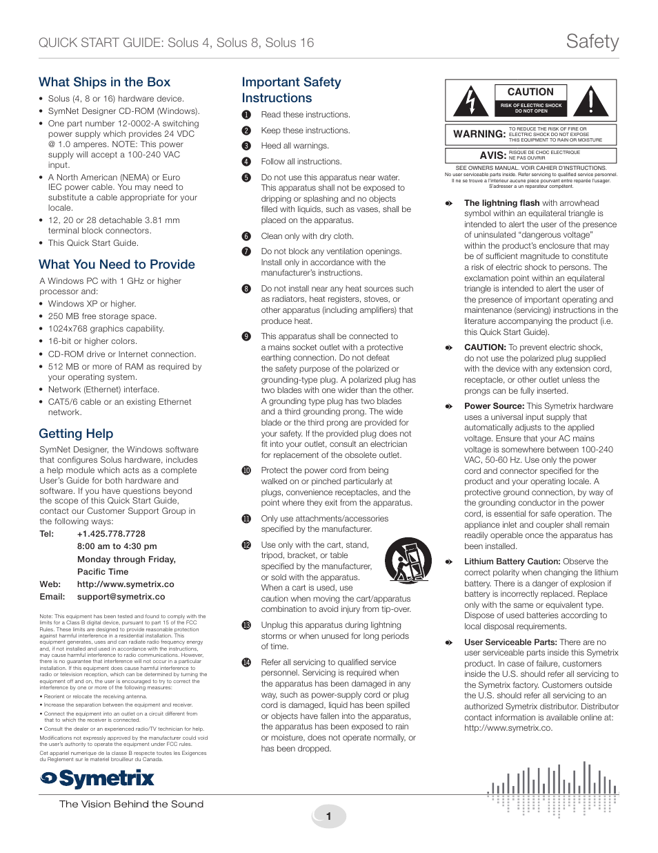 Symetrix Solus User Manual | 4 pages