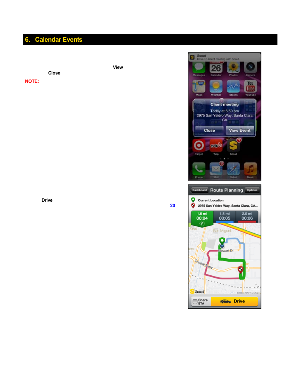 Calendar events | Telenav Scout v1.8 for iPhone (open market) User Manual | Page 12 / 67