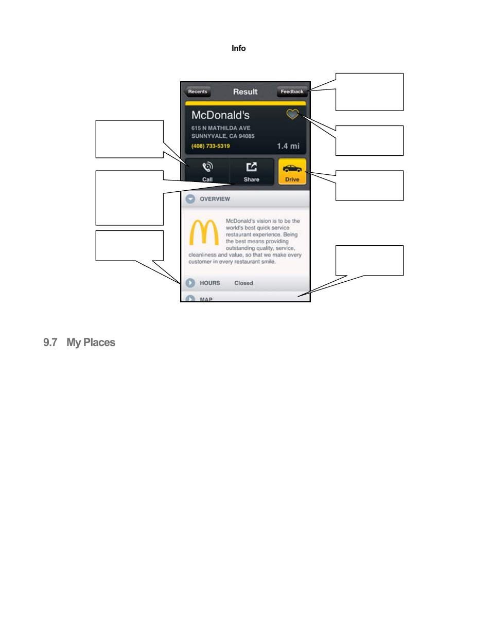 7 my places, My places | Telenav Scout v1.8 for iPhone (open market) User Manual | Page 22 / 67