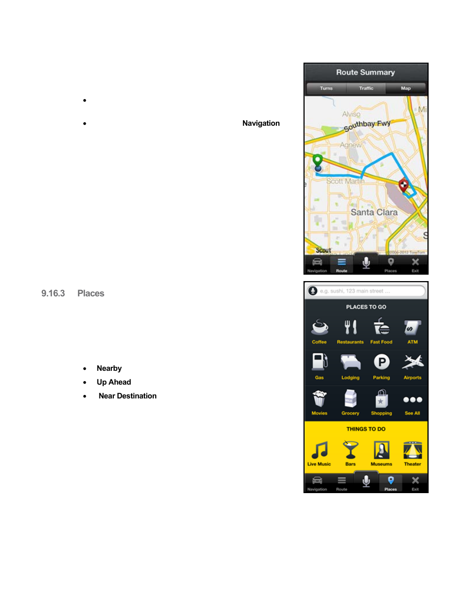 3 places, Places | Telenav Scout v1.8 for iPhone (open market) User Manual | Page 36 / 67