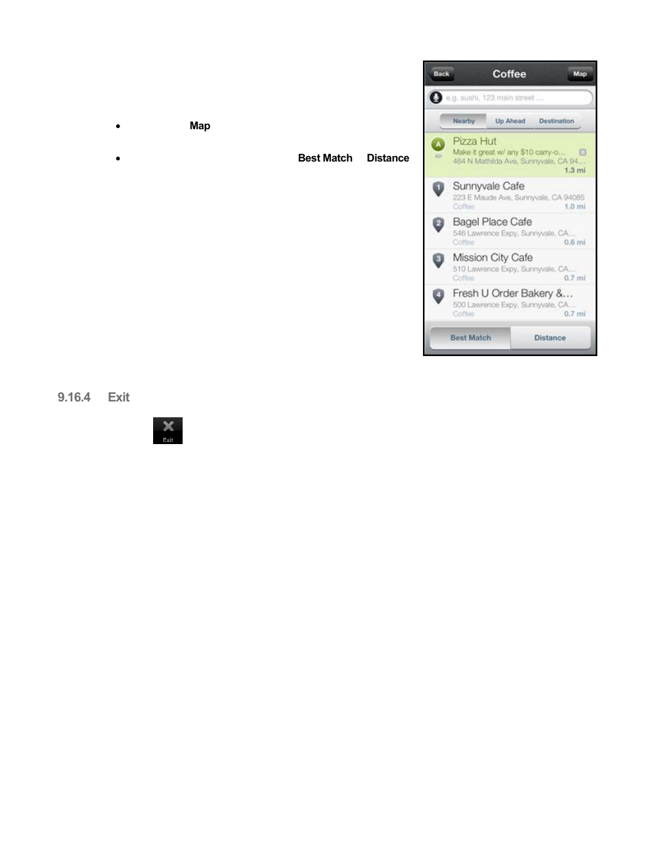 4 exit, Exit | Telenav Scout v1.8 for iPhone (open market) User Manual | Page 37 / 67