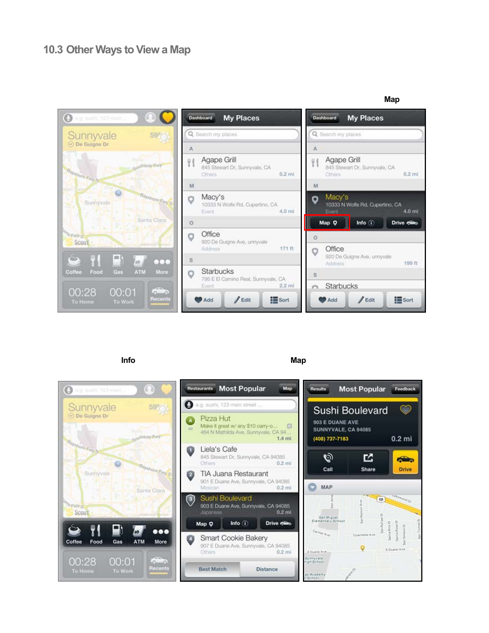 3 other ways to view a map, Other ways to view a map | Telenav Scout v1.8 for iPhone (open market) User Manual | Page 41 / 67