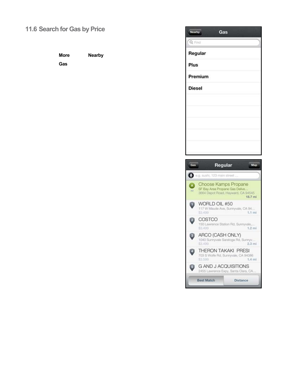 6 search for gas by price, Search for gas by price | Telenav Scout v1.8 for iPhone (open market) User Manual | Page 50 / 67