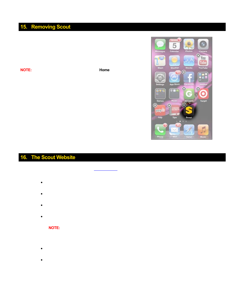Removing scout, The scout website | Telenav Scout v1.8 for iPhone (open market) User Manual | Page 61 / 67